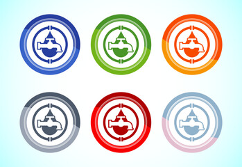 Water supply service icon design illustration. Plumbing repair service sign symbol 6 color button design set