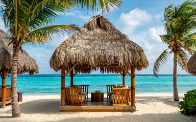 summer Canc&uacute;n, Mexico, Beachside Cabana, Tropical Relaxation