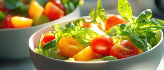 Healthy salads in bowls