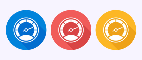 Speedometer Icon design illustration, Speed indicator sign symbol in shadow button design
