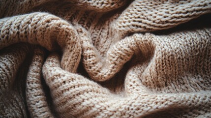 Fototapeta premium Soft Beige Knit Fabric with Textured Pattern for Cozy Design Projects