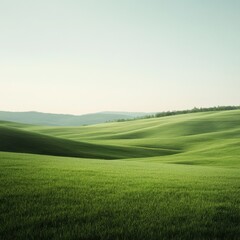 Fototapeta premium Green Tone Nature: Serene Landscapes with Large Empty Spaces for Text Messages.