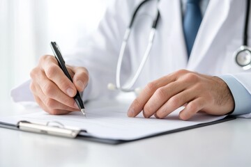 Doctor writing notes on clipboard