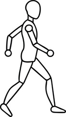 Black silhouette of a humanoid walking robot icon for artificial intelligence designs