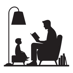 Father and Child Reading Together Silhouette – Heartwarming Father's Day Moment