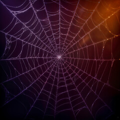 Obraz premium AI generated images. Spiderweb on a colorful background. Halloween background