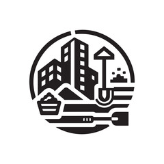 black and white construction logo vector