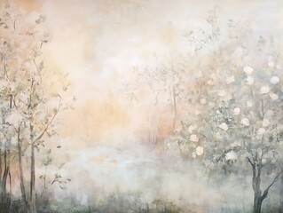 Soft, dreamy forest scene