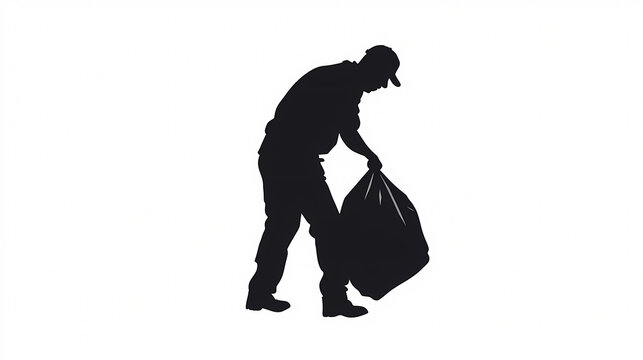Caring Hands, Clean Earth: A silhouette of a person picks up trash, encapsulating the essence of environmental responsibility and dedicated community involvement. 