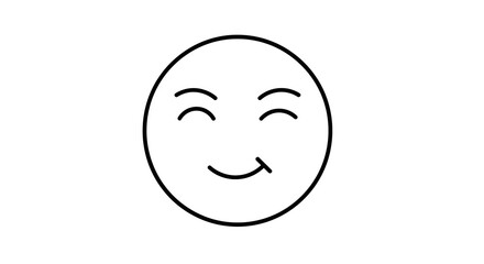 Fototapeta premium Smiling Face Expression with Closed Eyes Outline