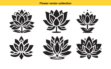 Beautiful Collection of Black Flower Vector Graphics