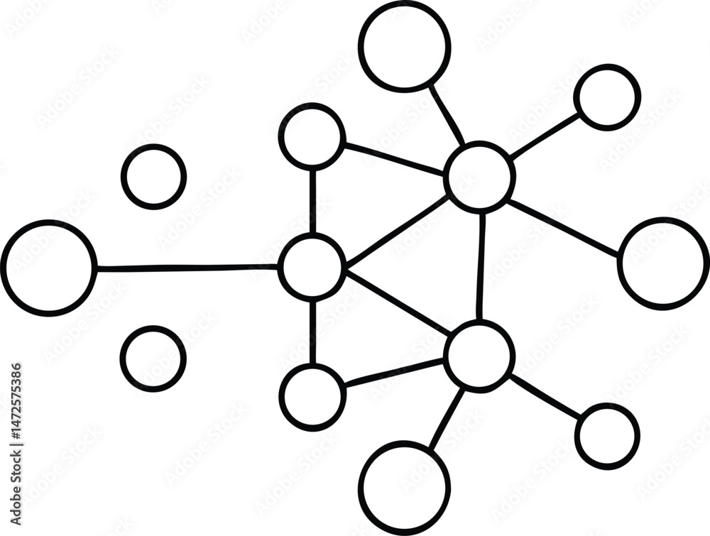 Poster black silhouette vector design of neural network nodes with connection icons
