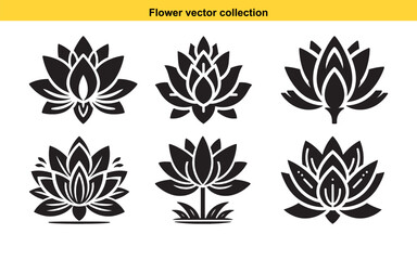 vector set of black and white flowers, set of black and white flowers vector