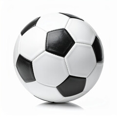 Classic soccer ball resting on white background