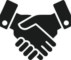 Human and robot collaboration handshake icon representing partnership concept