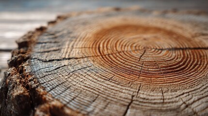 Cross Section of Tree Trunk Rings in Natural Light as Focused Detail