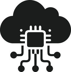 Microchip and cloud silhouette vector design illustrating technology and connectivity