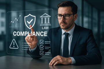 Policy documentation and compliance concept, Businessman checking on digital documents, Check steps through policies, certifications, financial detail, Quality inspection, Terms and Conditions