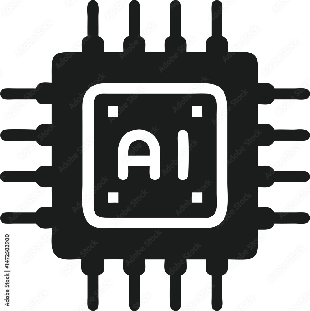 Aufkleber Minimalist ai cpu chip icon vector design for technology and computing