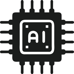Minimalist ai cpu chip icon vector design for technology and computing