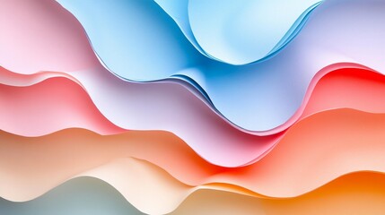 Abstract wavy layers of pastel colored paper