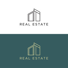 Minimal Real Estate Logo,  Modern Property, Home, and Building Icon Design

