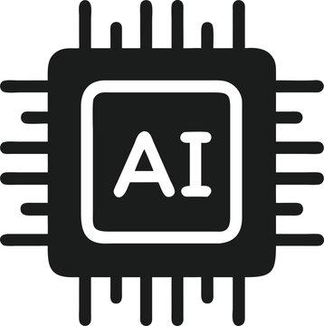 Minimalist ai cpu chip icon vector design with flat and modern aesthetic