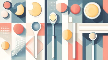 Abstract Kitchen Utensils Design.