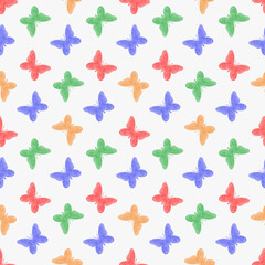 Obraz premium Colorful hand painted butterfly repeat pattern. Seamless pattern with butterflies. Stock illustration
