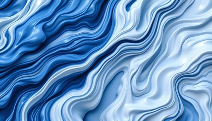 3d render of a liquid fluid abstract background in shades of icy blue and arctic white