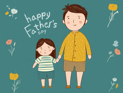 Father and daughter holding hands celebrating happy father's day