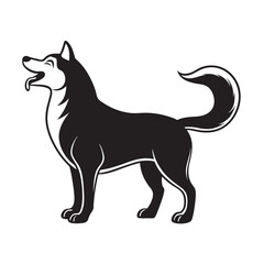 Siberian Husky Howling At The Moon Silhouette