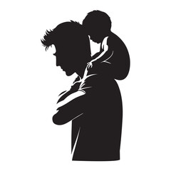 Father Holding Child on Shoulders Silhouette – Playful Family Bond