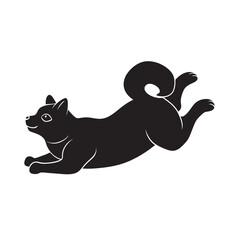 Akita Rolling In Playful Pose Silhouette