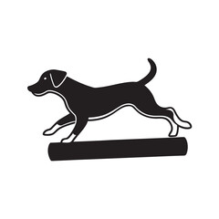 Beagle Jumping Over Forest Log Silhouette