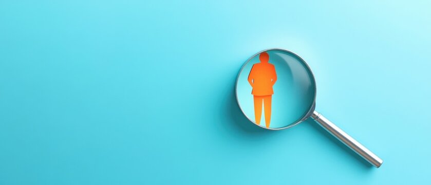 Orange figure under magnifying glass