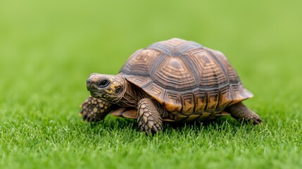 Tortoise on Green Grass, Wildlife Photo