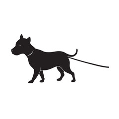 Staffy Playing Tug With Rope Silhouette
