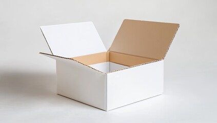 Open empty white cardboard box