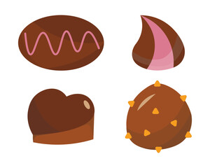 Chocolates for Chocolate Day. Some alluring chocolates on transparent background.