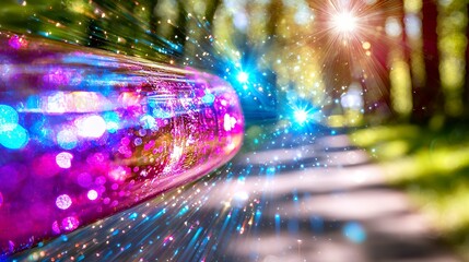 Fototapeta premium Abstract Glowing Object in Forest Path