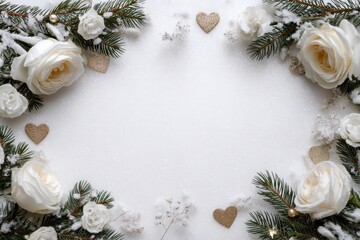 Elegant winter floral arrangement on a white background.