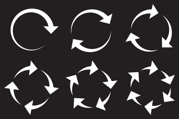 Circle arrow icon. Refresh and reload arrow icon. Rotation vector arrows set. Vector illustration.