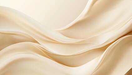 Obraz premium Smooth, flowing, cream-colored fabric drapes in elegant, fluid curves. Delicate, soft, and luxurious folds
