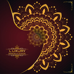 Traditional Floral Mandala Ornamental background design for decor, greeting, packaging, card, cover, decoration, stationary | Creative abstract Golden shape with golden curve 