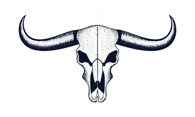 Rustic Longhorn Skull Clipart Design