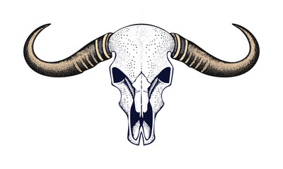 Boho Longhorn Skull Line Art