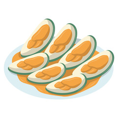 Steamed green mussels with sauce