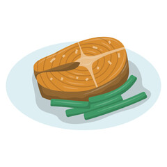 Grilled tuna steak with vegetables