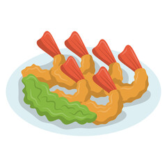 Crispy fried shrimp on plate